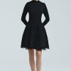 CLOTHING Lela Rose | Guipure Applique Knit Georgia Dress Black/Black