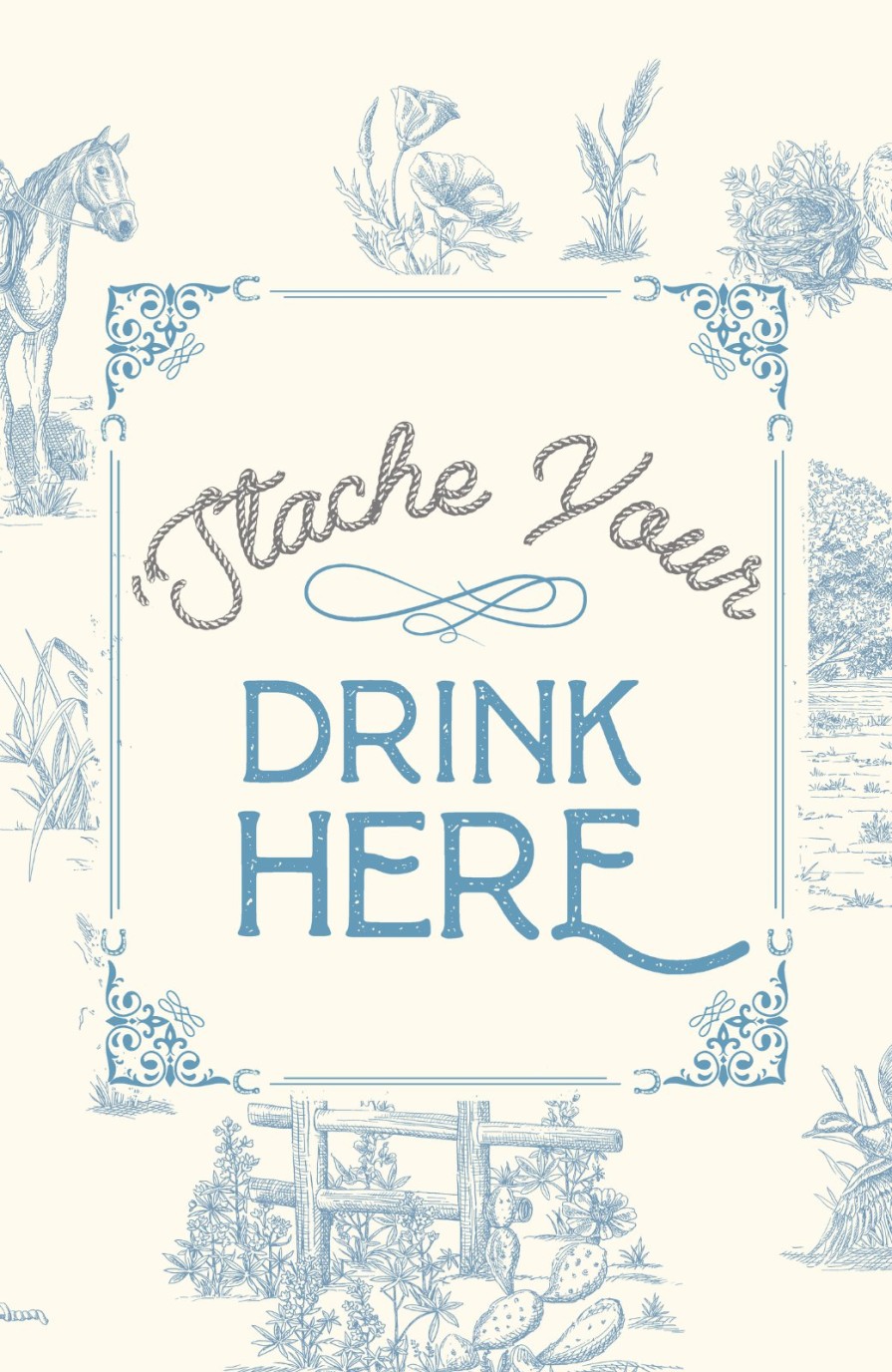 Home Goods Lela Rose | Lela Rose X Elizabeth Lake 'Stache Your Drink Here Cocktail Napkins French Blue/Brown