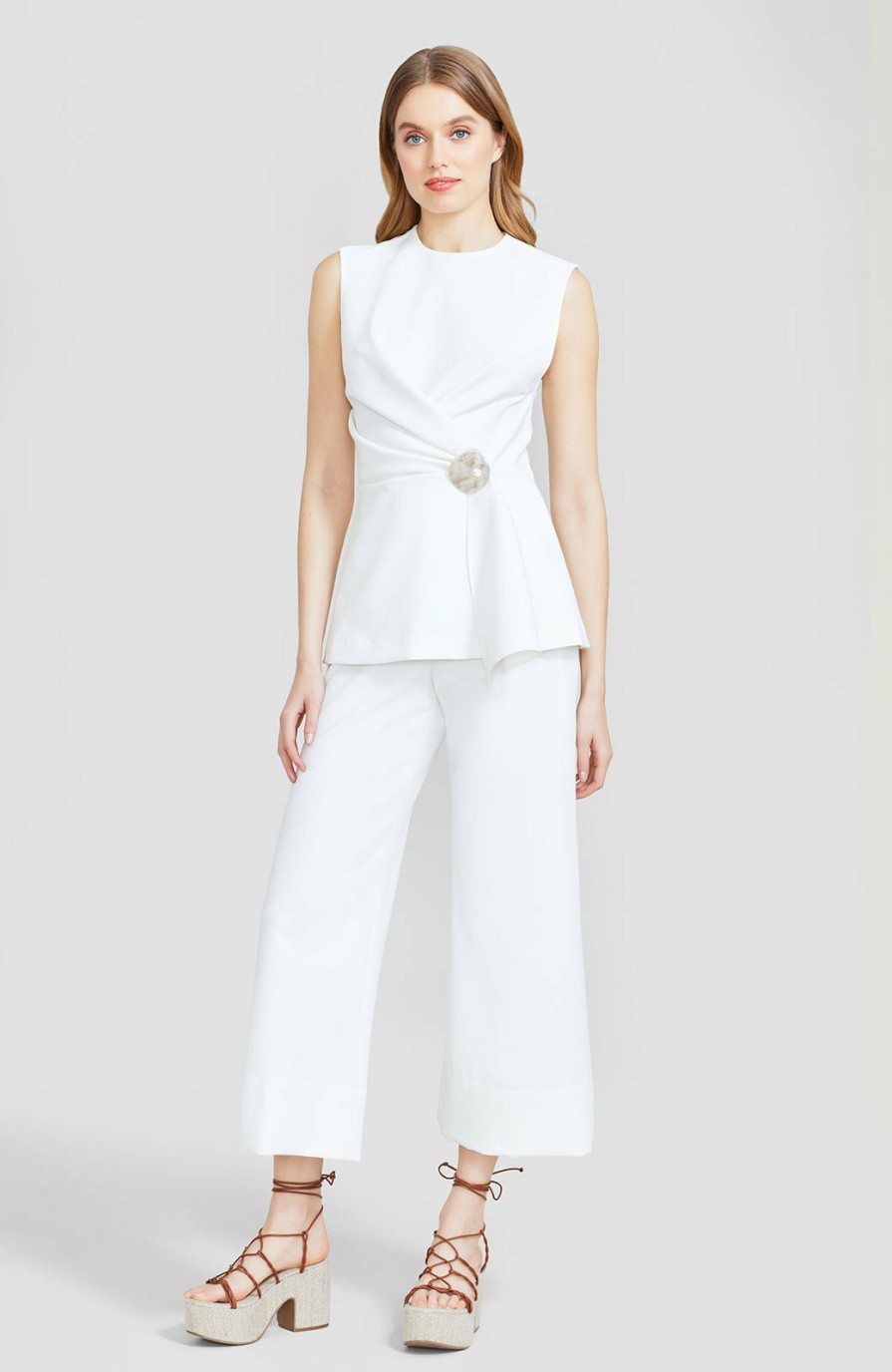 CLOTHING Lela Rose | Stretch Twill High Waist Wide Leg Pant Ivory