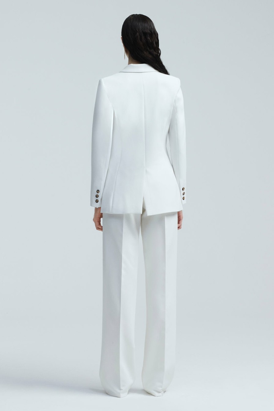 CLOTHING Lela Rose | Stretch Twill Double Breasted Blazer Ivory