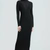 CLOTHING Lela Rose | Rib Knit Mock Neck Sheath Black