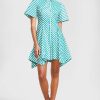 CLOTHING Lela Rose | Striped Taffeta Flare Hem Shirt Dress Forest