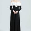 CLOTHING Lela Rose | Wool Crepe Bow Front Gown Black/Ivory