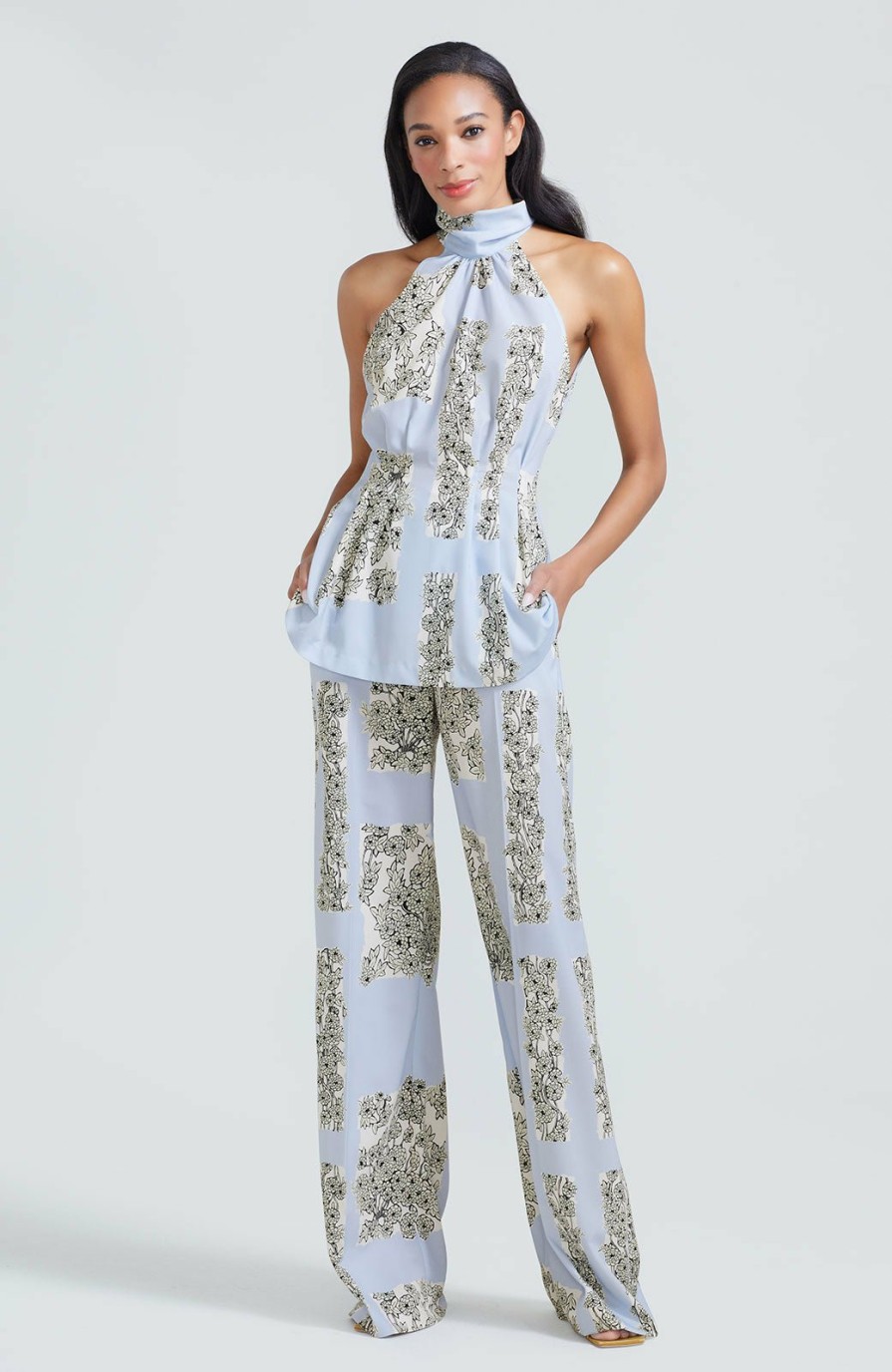 CLOTHING Lela Rose | Floral Printed Crepe Wide Leg Pant