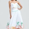 CLOTHING Lela Rose | Fruit Embroidered Cotton Poplin Full Skirt