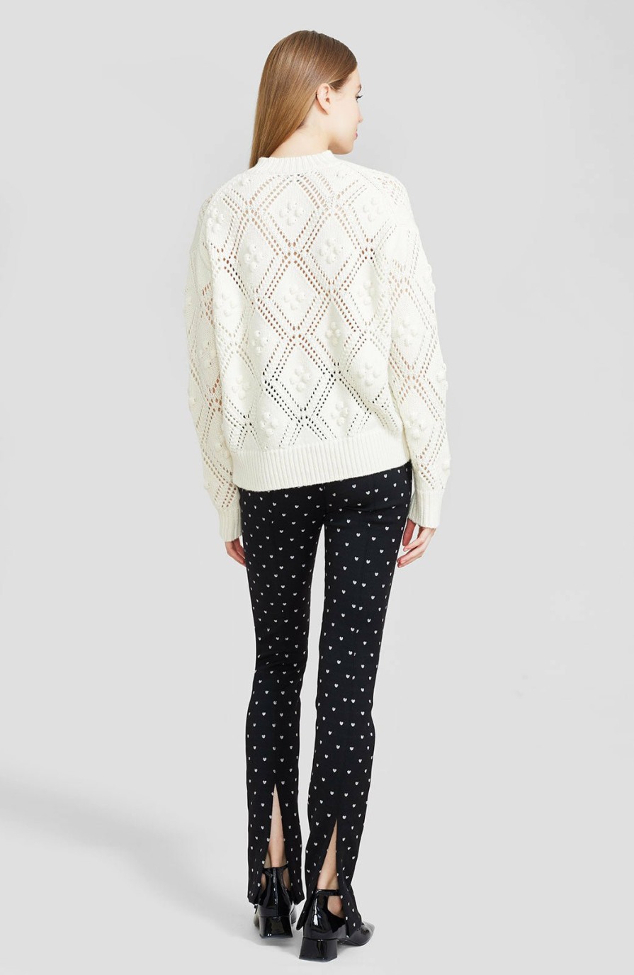 CLOTHING Lela Rose | Heart Dotted Jacquard Cigarette Pant White/Black