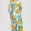 CLOTHING Lela Rose | Floral Poplin Ruched Shirt Dress Ivory Multi