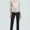 CLOTHING Lela Rose | Swirl Dot Tulle Flounce Hem Top Nude