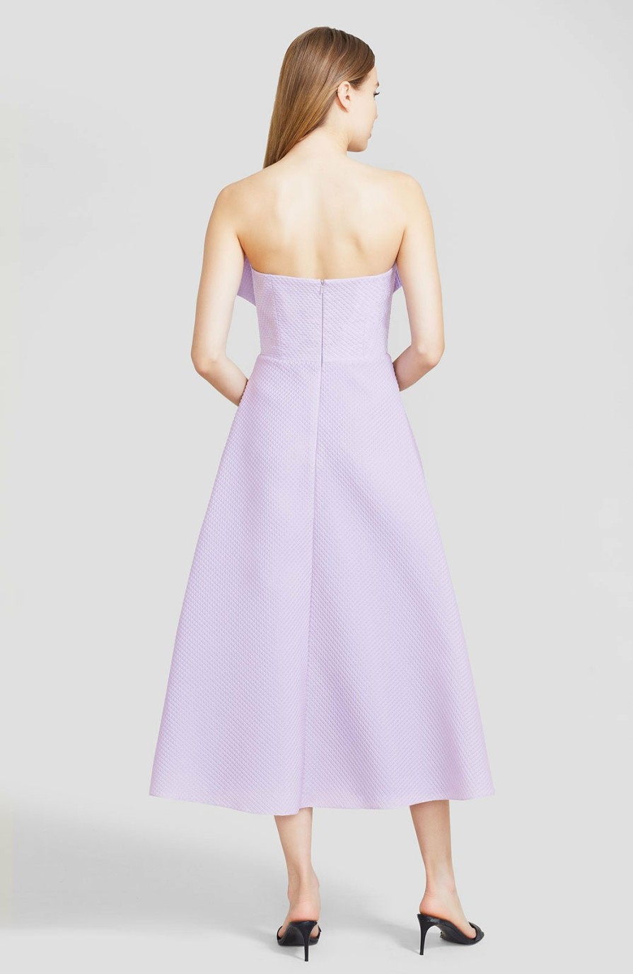 CLOTHING Lela Rose | Diamond Jacquard Bow Front Midi Dress Lavender