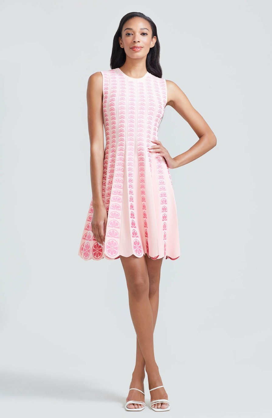 CLOTHING Lela Rose | Linear Knit Sleeveless Dress Blush