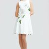 CLOTHING Lela Rose | Floral Jacquard Knit Sleeveless Dress Ivory/Ivory