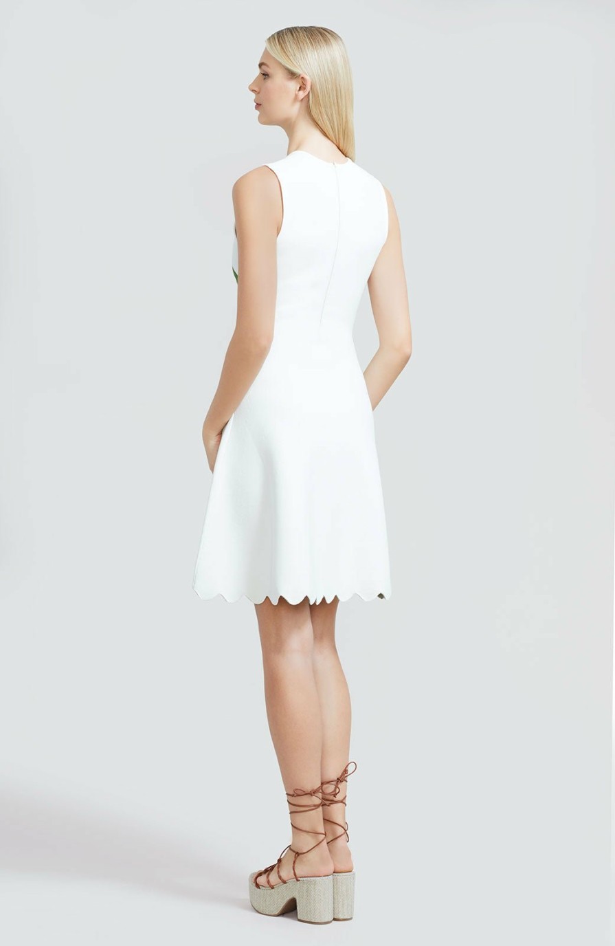 CLOTHING Lela Rose | Floral Jacquard Knit Sleeveless Dress Ivory/Ivory