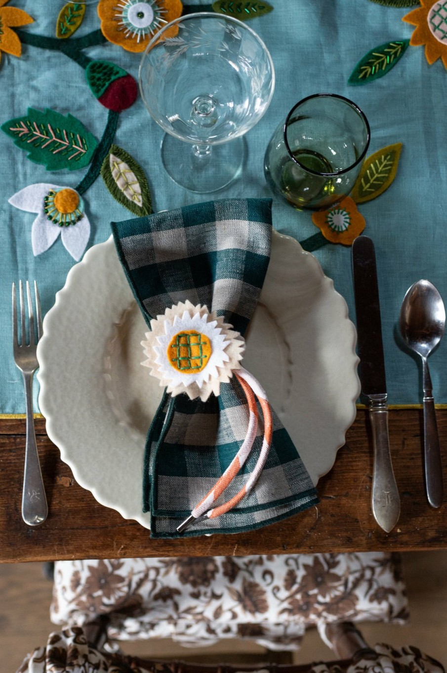 Home Goods Lela Rose | Gingham Linen Napkins Green