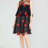 CLOTHING Lela Rose | Rose Embroidered Tulle Tiered A-Line Dress Cardinal