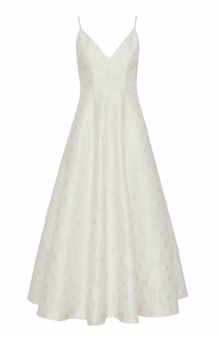 CLOTHING Lela Rose | Daisy Jacquard V-Neck Midi Dress Soft White