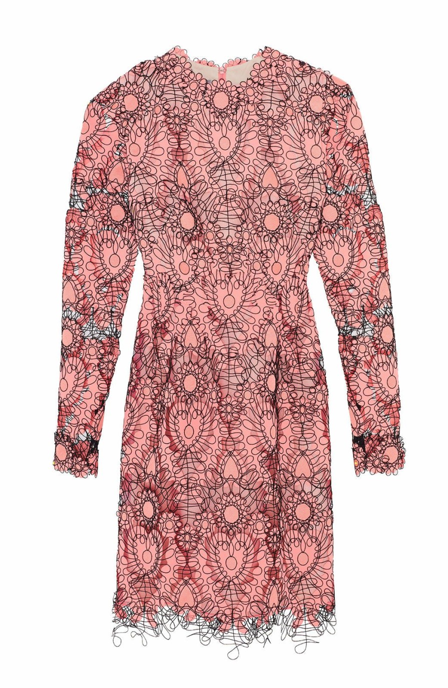 CLOTHING Lela Rose | Corded Heart Lace Long Sleeve Seamed Dress Salmon