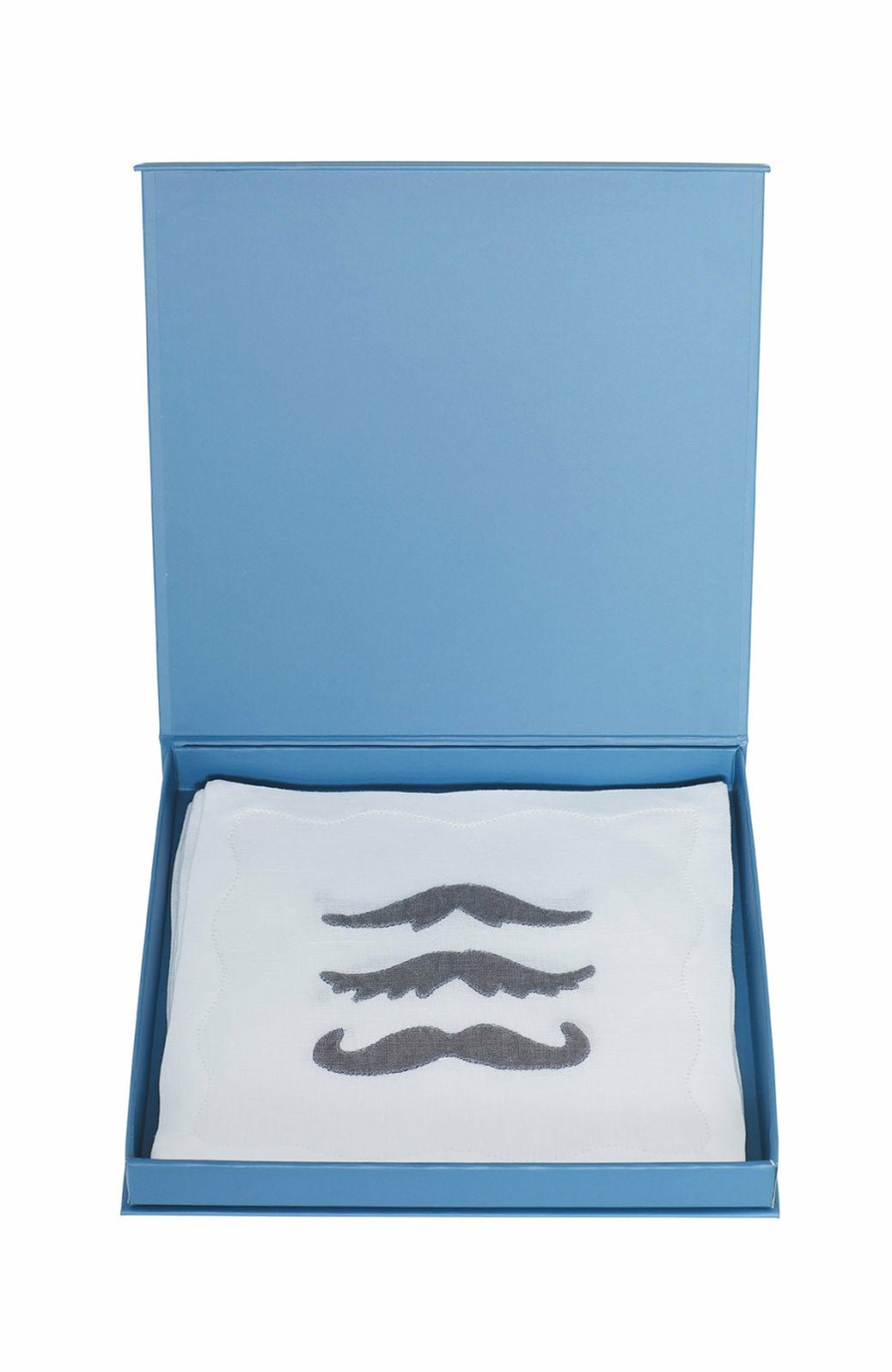 Home Goods Lela Rose | Lela Rose X Elizabeth Lake 'Stache Your Drink Here Cocktail Napkin White/Grey