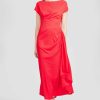 CLOTHING Lela Rose | Textu Crepe Side Ruched Sheath Red