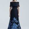 CLOTHING Lela Rose | Baroque Floral Fil Coupe Deedie Gown Navy