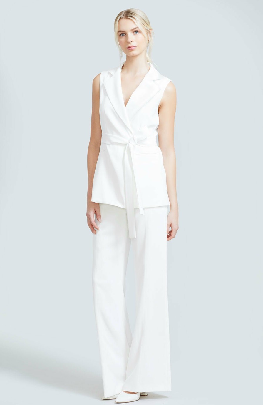 CLOTHING Lela Rose | Stretch Crepe Belted Vest White