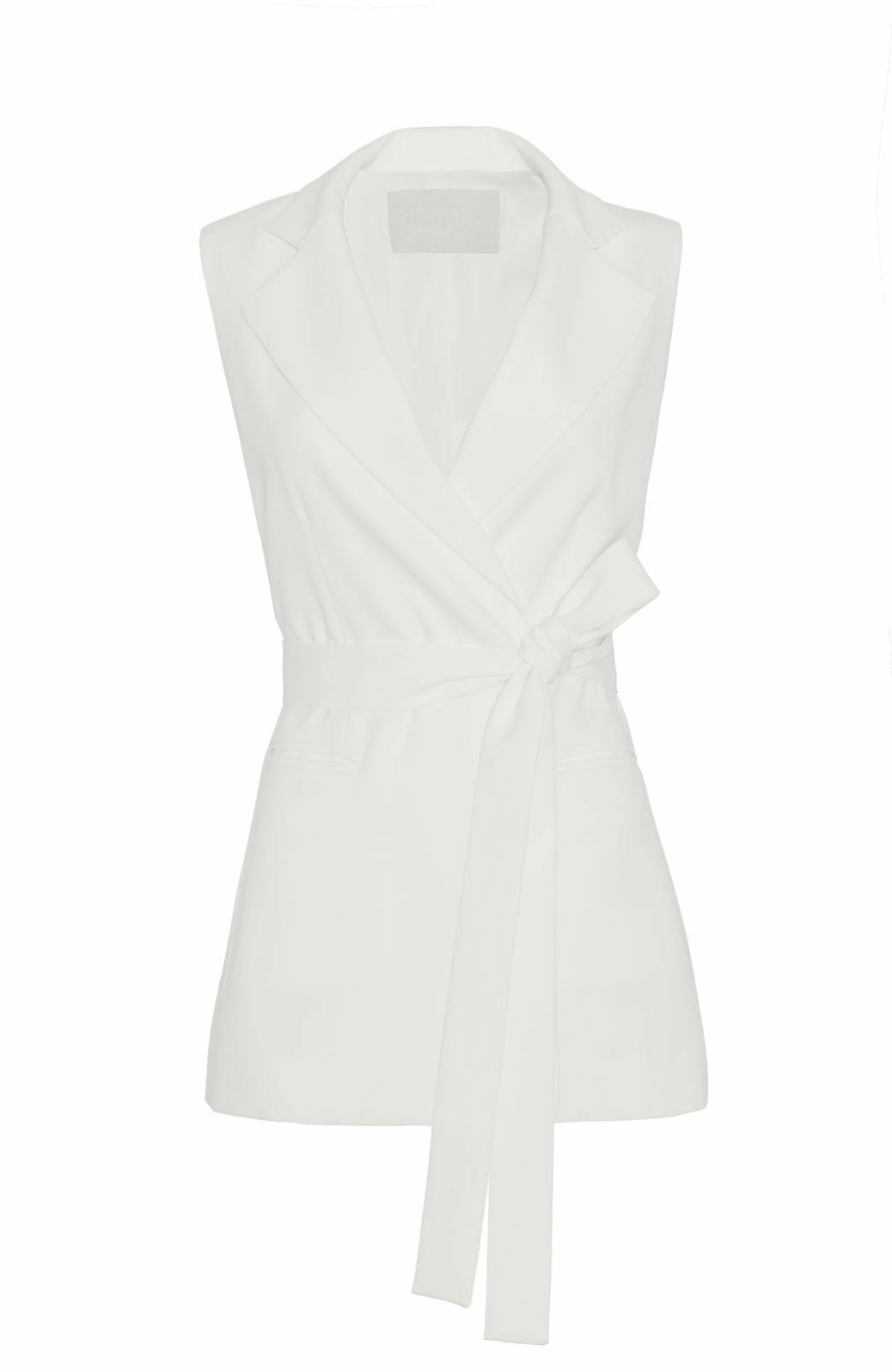 CLOTHING Lela Rose | Stretch Crepe Belted Vest White