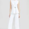 CLOTHING Lela Rose | Stretch Twill Asymmetrical Button Detail Top Ivory