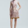 CLOTHING Lela Rose | Floral Metallic Jacquard Sleeveless Fringe Detail Dress Blush