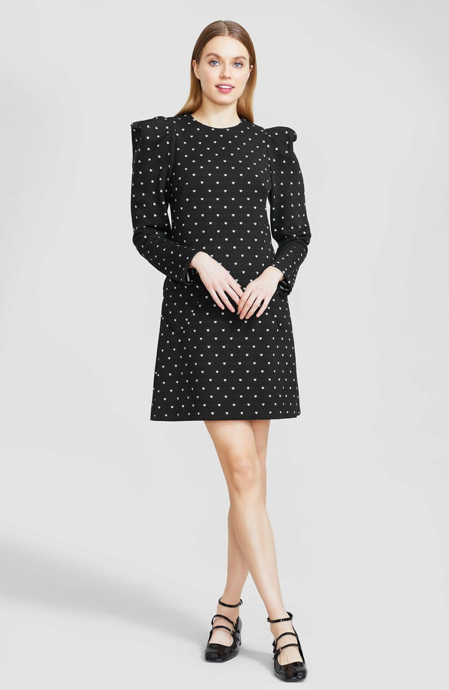 CLOTHING Lela Rose | Heart Dotted Jacquard Tunic Dress White/Black