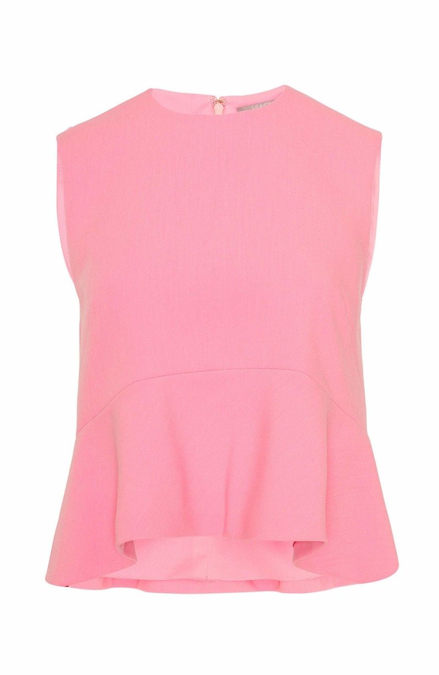 CLOTHING Lela Rose | Stretch Twill Flounce Hem Top Peony