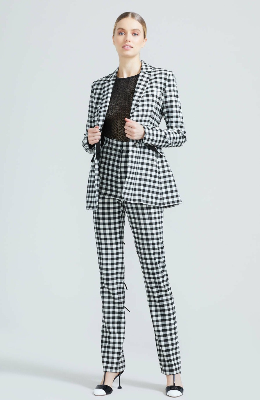 CLOTHING Lela Rose | Stretch Check Blazer Black/Ivory