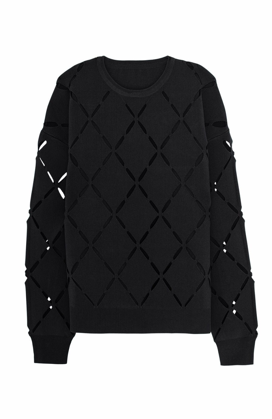 CLOTHING Lela Rose | Diamond Detail Knit Pullover Black