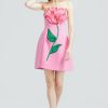 CLOTHING Lela Rose | Stretch Twill Floral Embroidered Mini Dress Peony