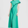 CLOTHING Lela Rose | Fluid Crepe Ruffle Detail Midi Dress Mint