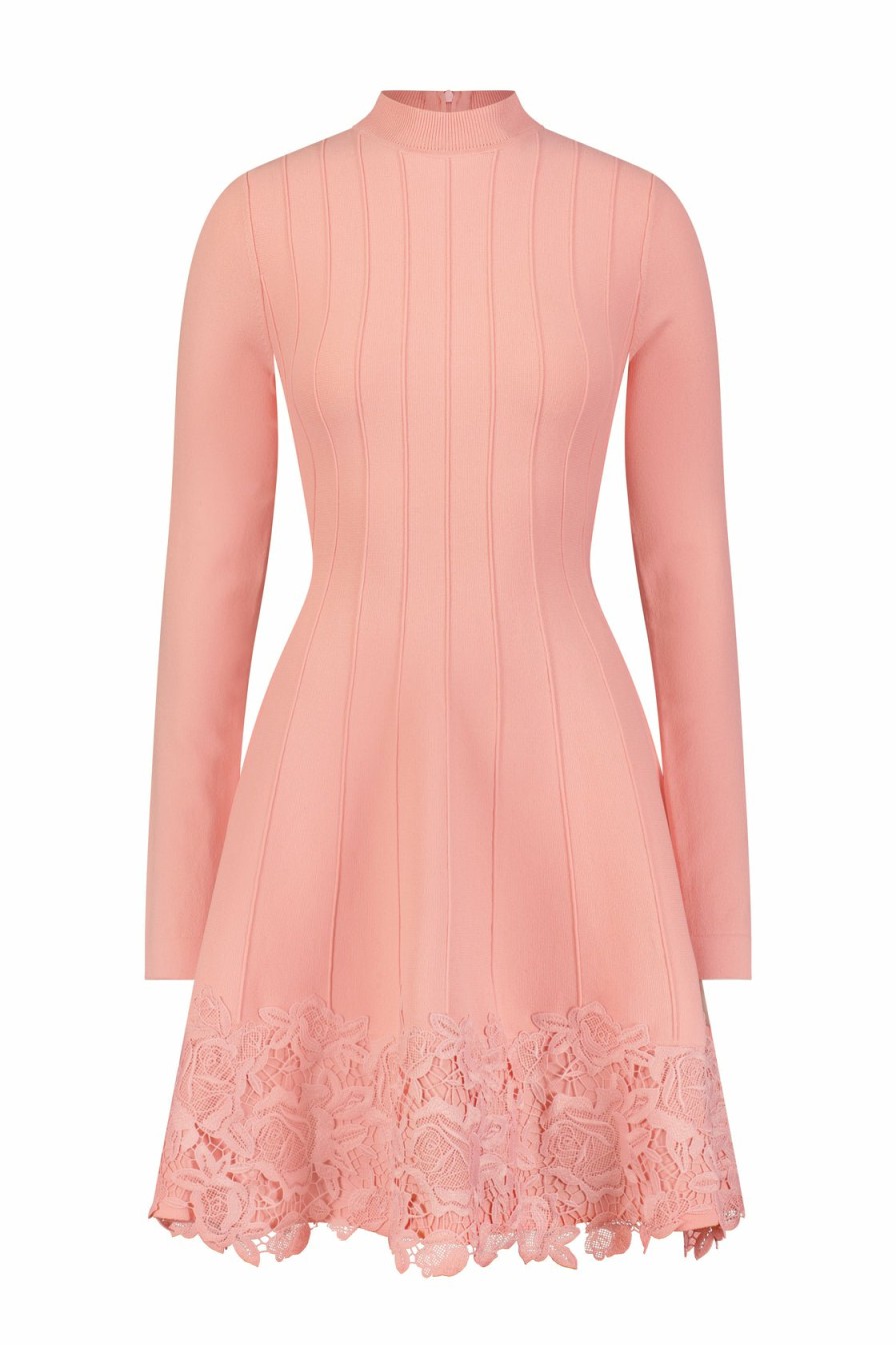 CLOTHING Lela Rose | Guipure Applique Knit Georgia Dress Blush/Blush