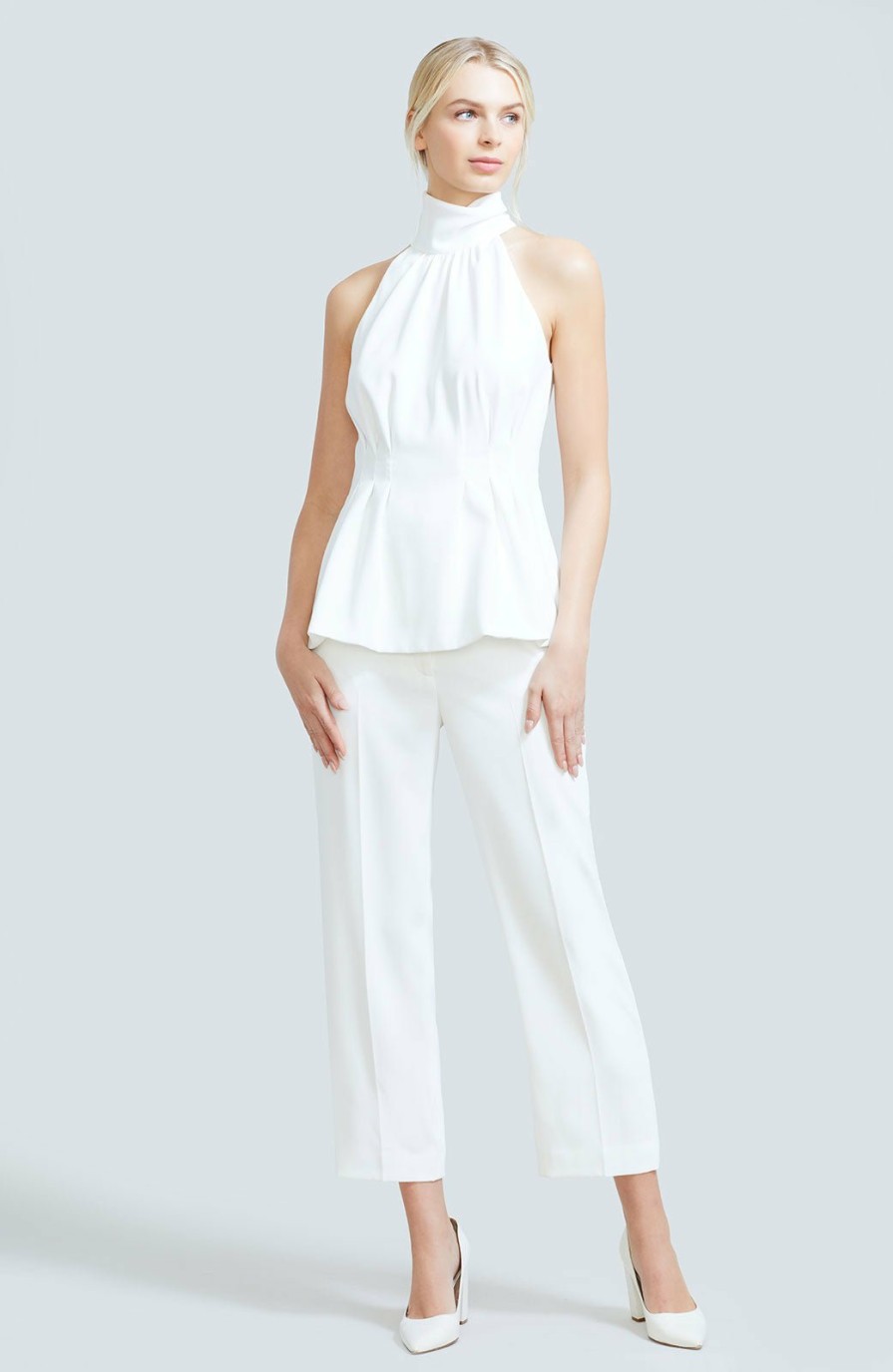 CLOTHING Lela Rose | Stretch Crepe Halter Top White