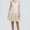 CLOTHING Lela Rose | Swirl Dot Tulle Flounce Hem Dress Nude