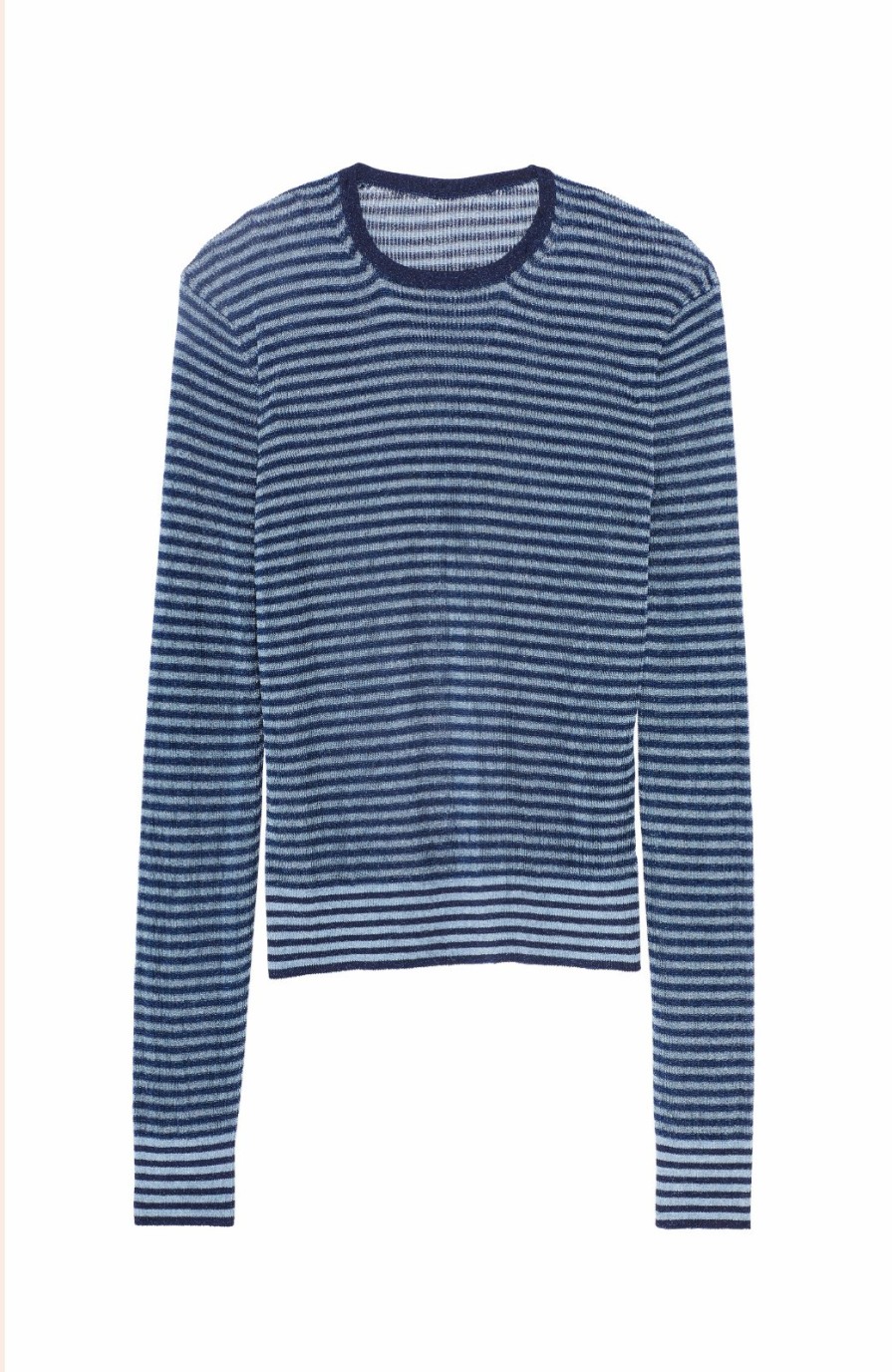 CLOTHING Lela Rose | Metallic Knit Pullover Navy