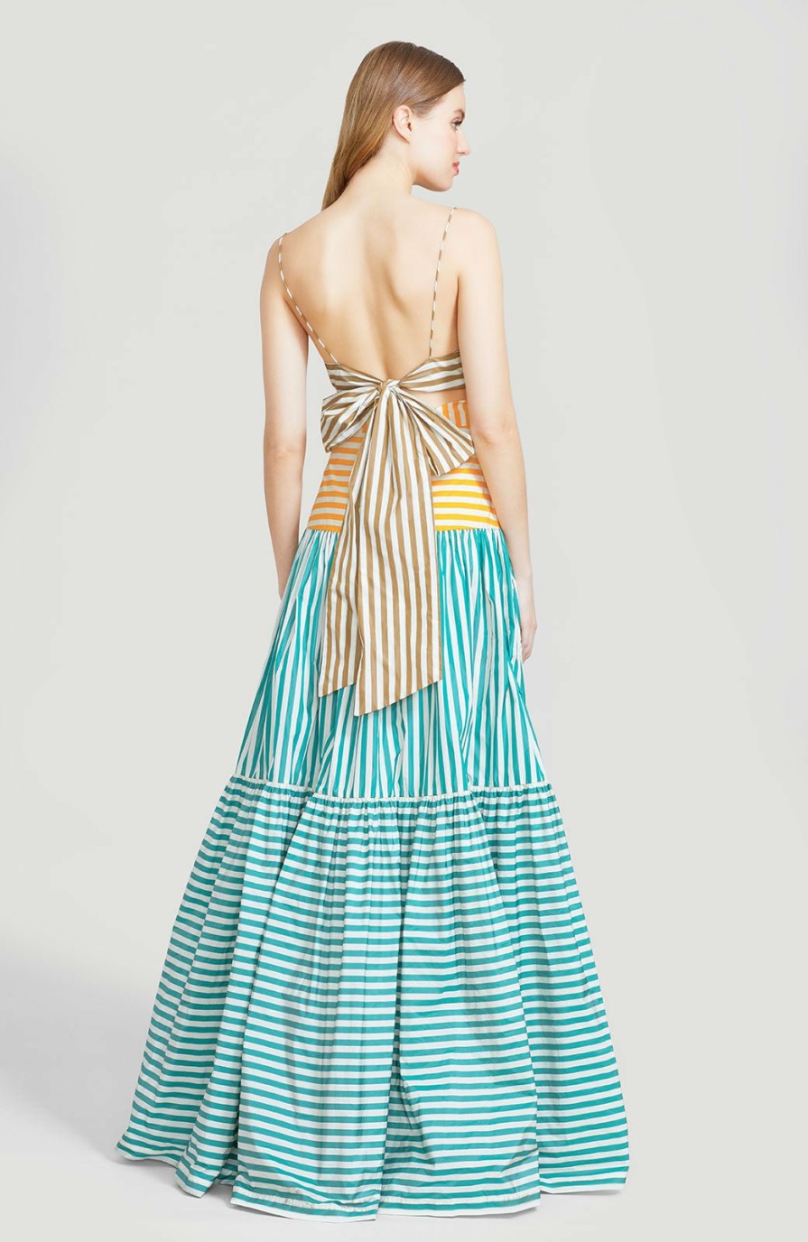 CLOTHING Lela Rose | Striped Taffeta Tiered Gown Multi