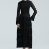 CLOTHING Lela Rose | Ruffle Detail Knit Piper Dress Black