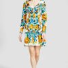 CLOTHING Lela Rose | Floral Ottoman Open Neck Seamed Dress Ivory Multi