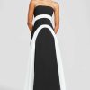 CLOTHING Lela Rose | Faille Strapless Seamed Midi Dress Black/Ivory