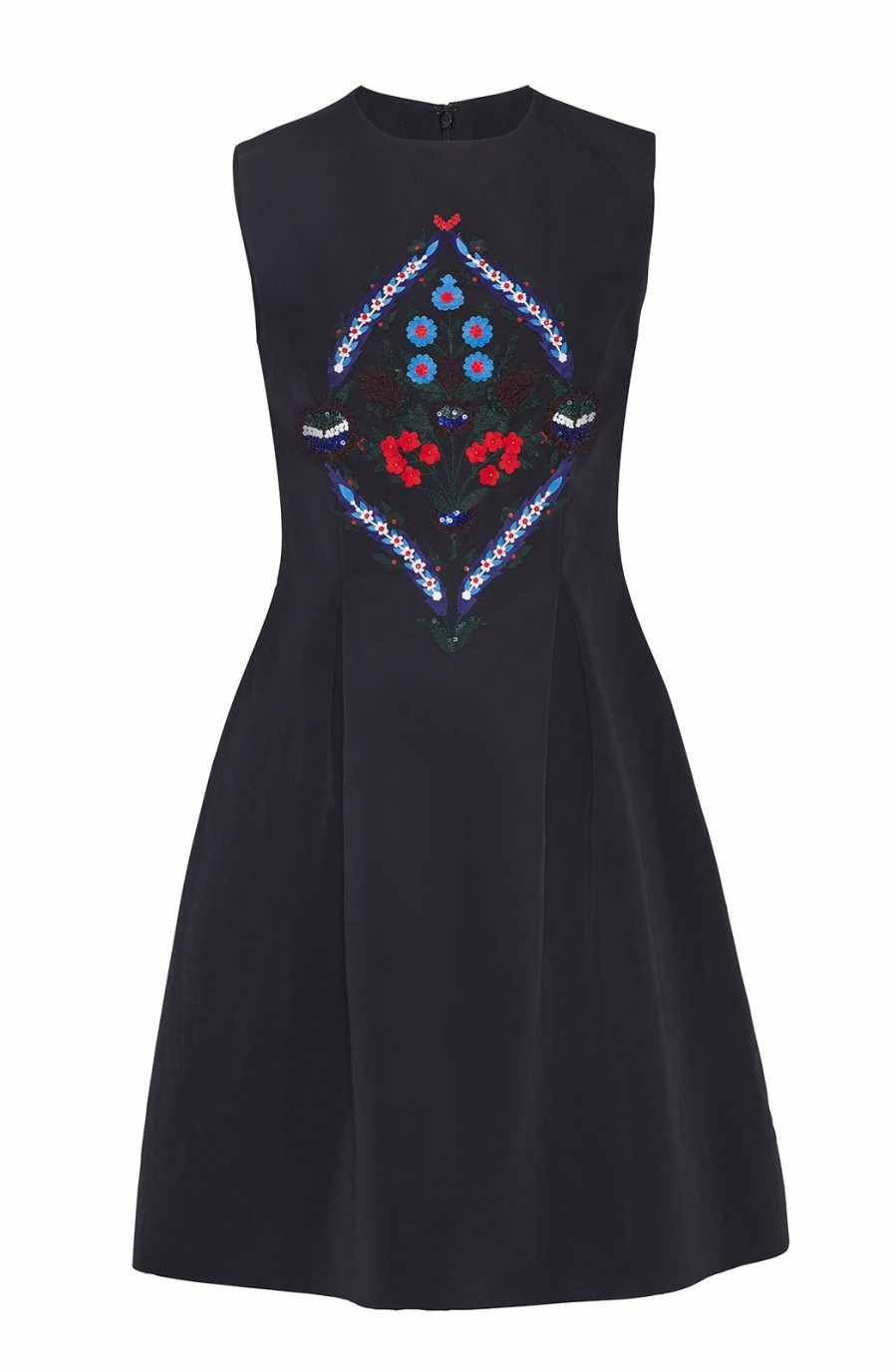 CLOTHING Lela Rose | Embroidered Faille Betsy Dress Black