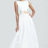 CLOTHING Lela Rose | Fruit Embroidered Cotton Poplin Sleeveless Midi Dress White