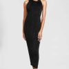 CLOTHING Lela Rose | Crushed Plisse Cowl Neck Sheath Black